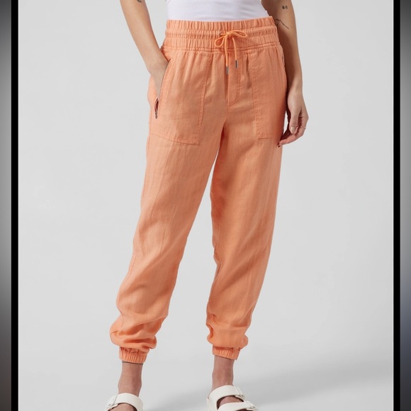Athleta Peach Cabo Linen Joggers Size 0 - Picture 1 of 5